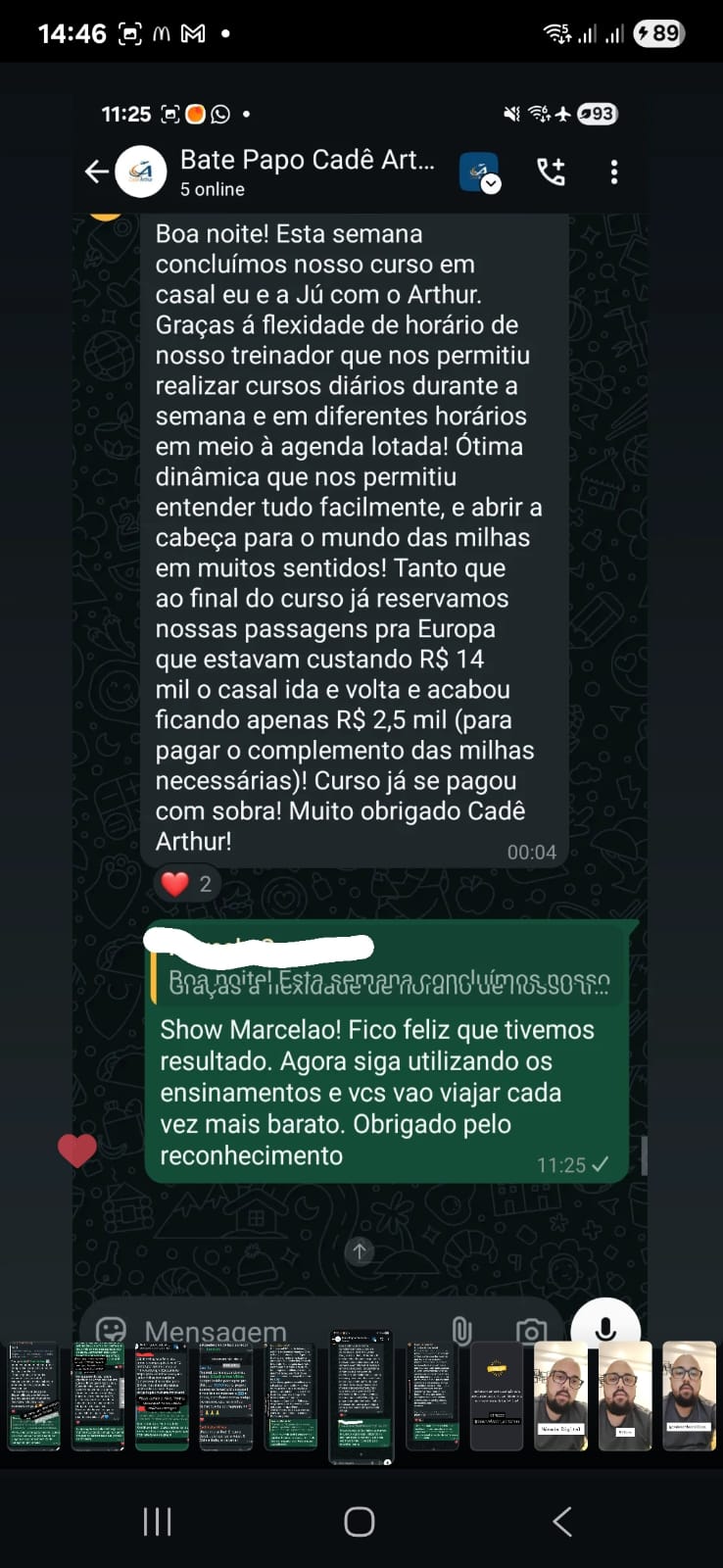 Depoimento de aluno satisfeito