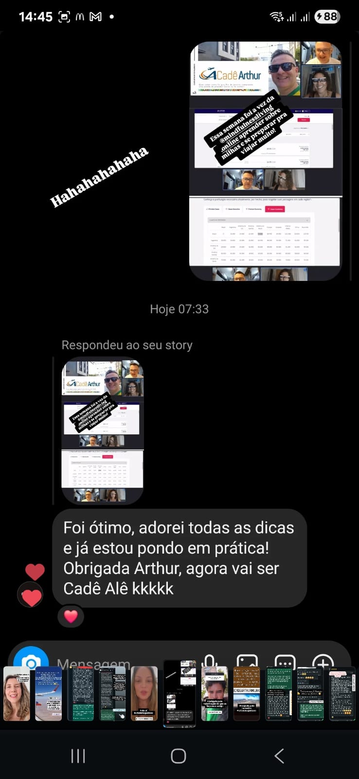 Depoimento de aluno satisfeito