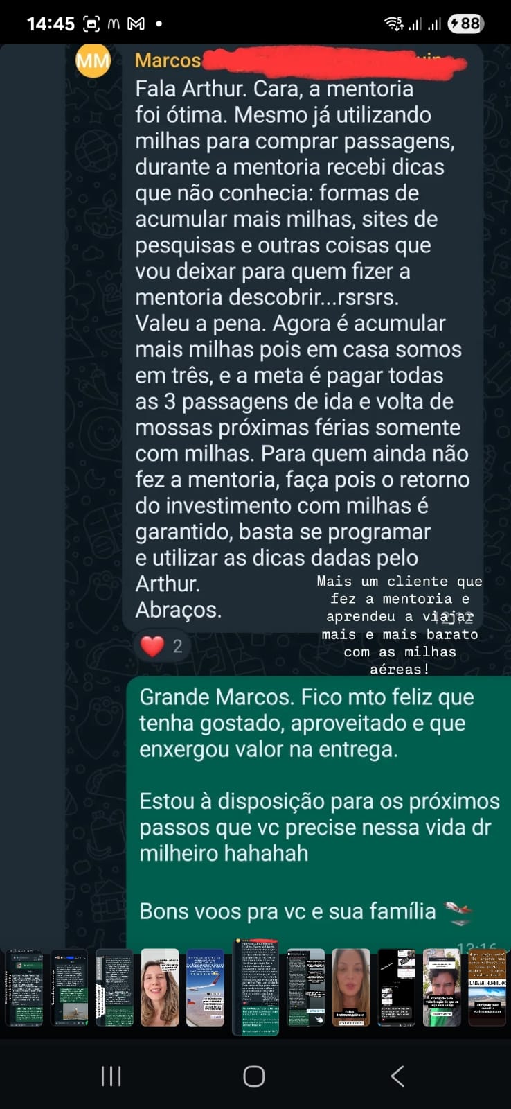 Depoimento de aluno satisfeito