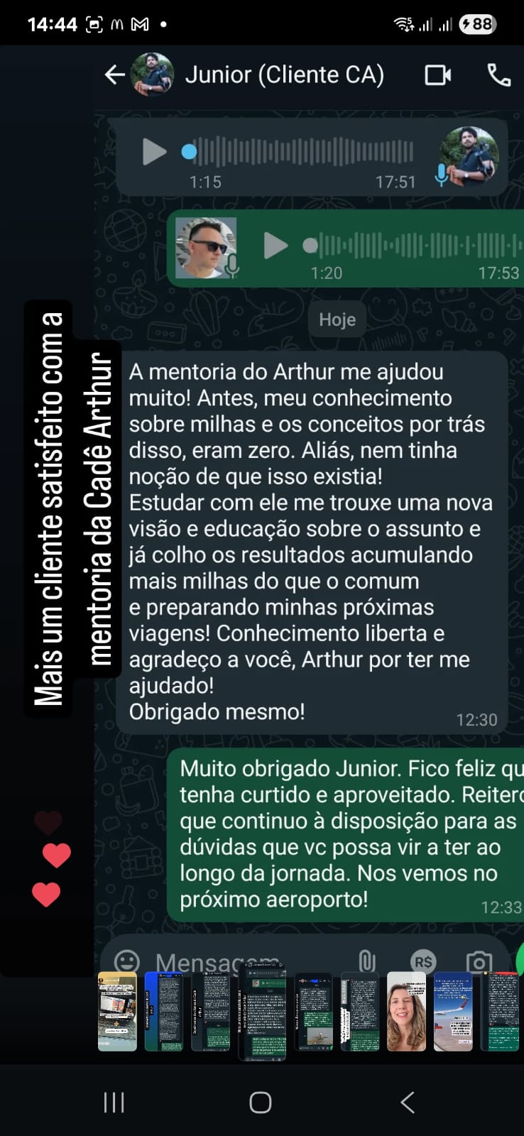 Depoimento de aluno satisfeito